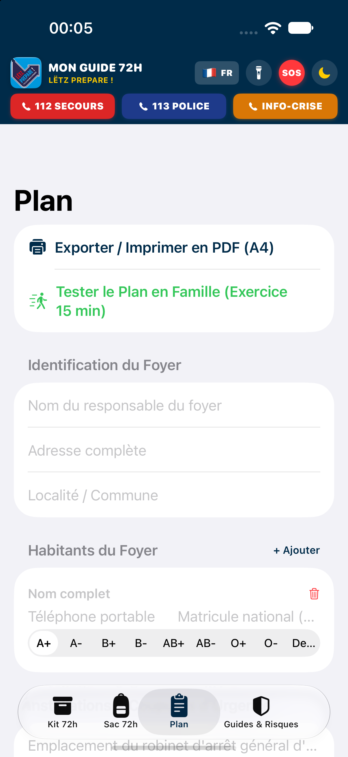 Plan Familial d'Urgence